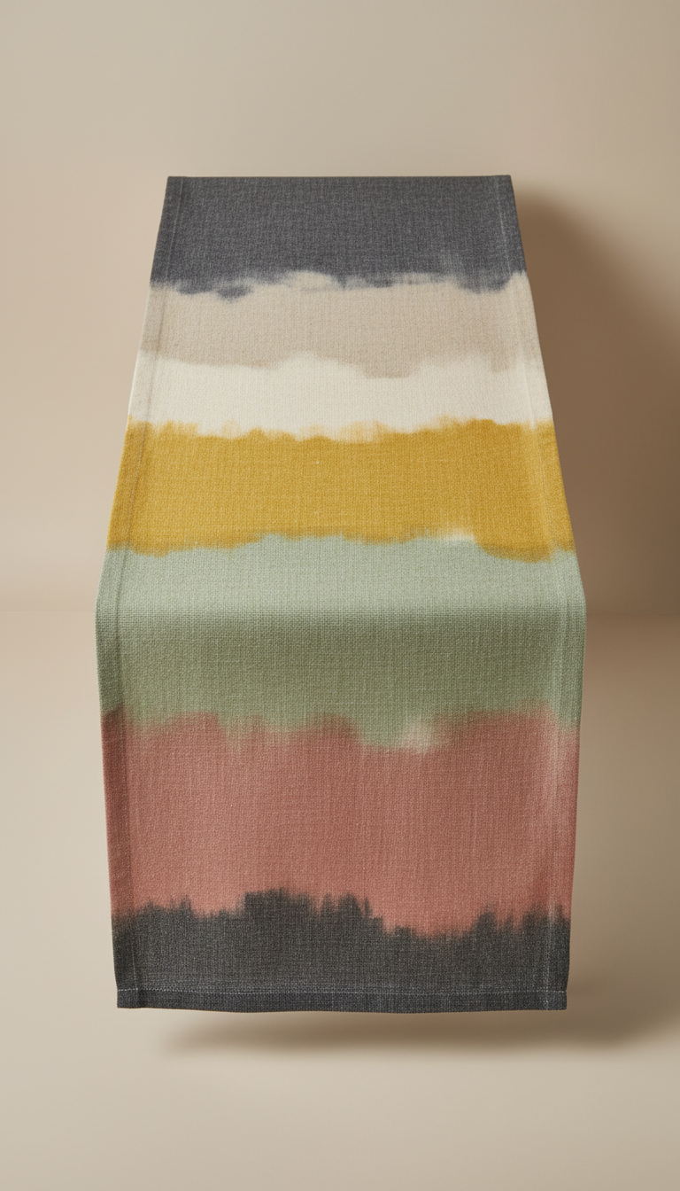 Natural dye table runner with earth tones